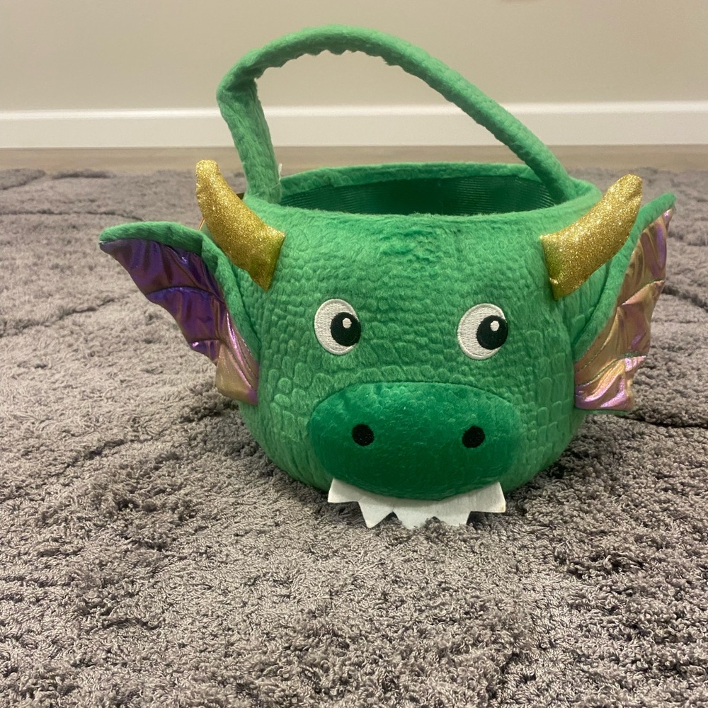 Green Dragon Plush Kids Basket - Soft Easter/Trick-or-Treat Bag-Hyde and Eek!